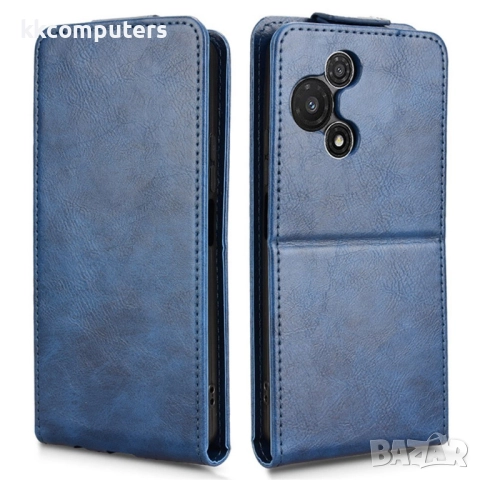 Кожен калъф за TCL 60R 5G - Вертикален флип, Магнитен, Стойка, Держател за карти, Вкл. Протектр, 4 Ц