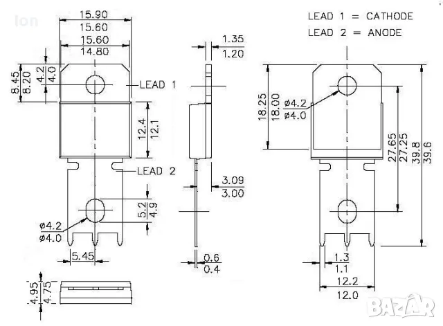150EBU04 150A, 400V, 60ns ultra fast diode - ултра бърз диод за заваръчни машини , снимка 3 - Друга електроника - 48774899