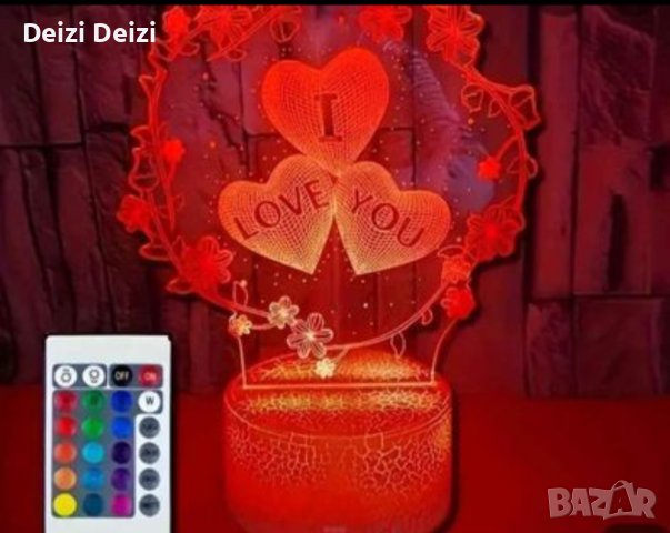 3D нощна лампа за Свети Валентин 
