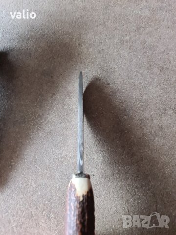 Нож дамаска стомана рог и сребро, снимка 6 - Ножове - 43639119