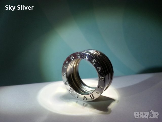 Сребърен пръстен пружина, по модел на BVLGARI, снимка 1 - Пръстени - 28045050
