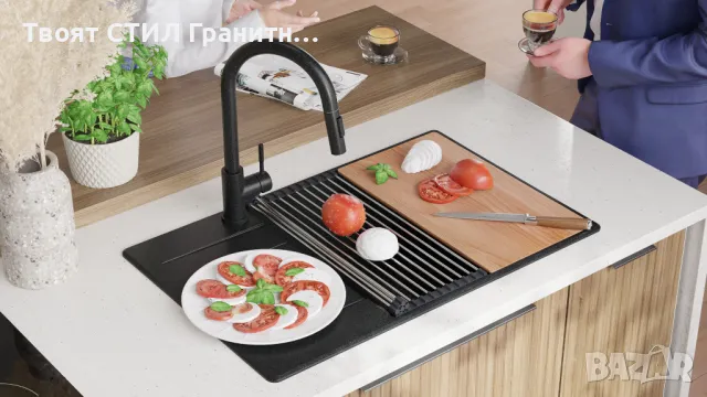 Графит кухненска мивка от гранит Копенхаген 780x500 Top 60