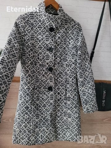 Палто черно и бяло вълна , снимка 6 - Палта, манта - 43199660