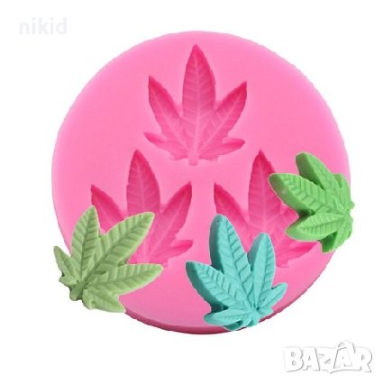 3 листа листо Клен Явор Канабис силиконов молд форма фондан гипс шоколад