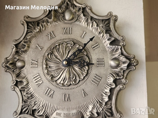 Винтидж стенен часовник, бароков стил, рядък и елегантен., снимка 4 - Стенни часовници - 50460694