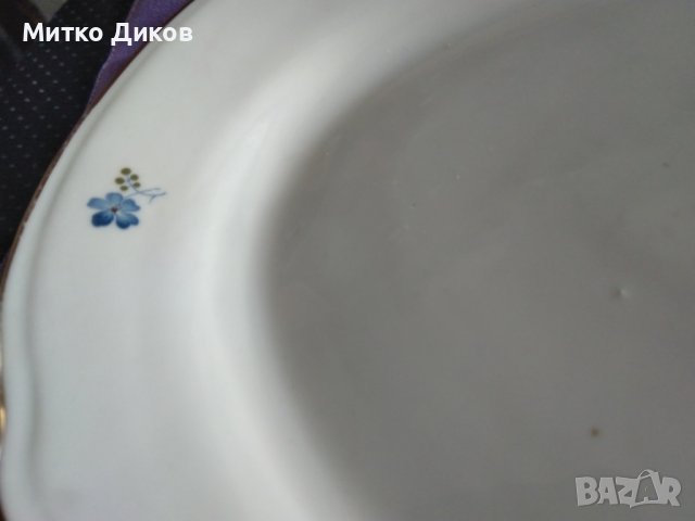 Плато овално порцеланово от соца 2 броя флорален мотив на Коста Йорданов Видин 364х232мм, снимка 6 - Аксесоари за кухня - 44012936