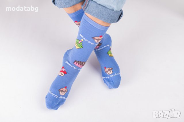 Дълги чорапи Рожден ден в син цвят, снимка 3 - Мъжки чорапи - 38370437