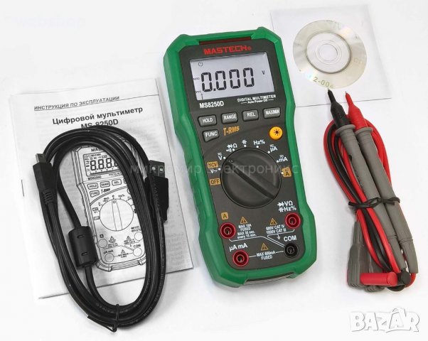 Цифров Мултиметър MASTECH , Мултицет със зумер и интерфейс MS8250D VAC/VDC | AAC/ADC | OHM | F | Hz , снимка 2 - Други инструменти - 38689182