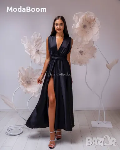 Черна дълга дамска луксозна рокля , снимка 4 - Рокли - 48067400
