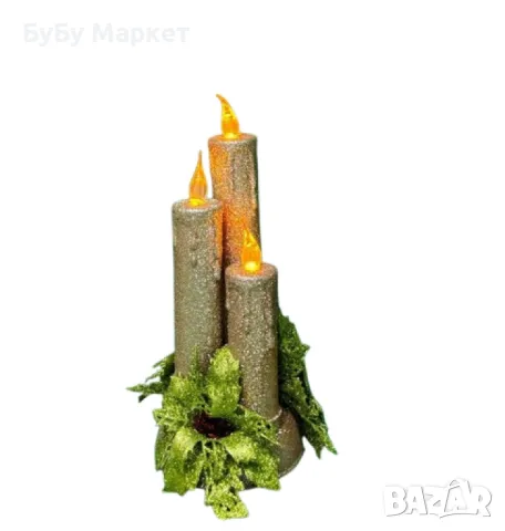 Коледна магия с три бляскави LED свещи, снимка 6 - Декорация за дома - 47905100