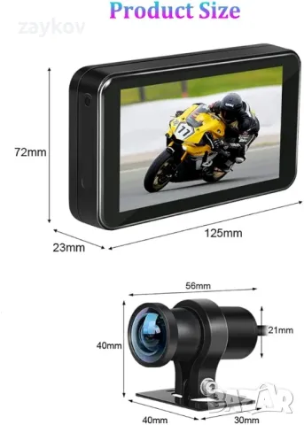 VSYSTO WiFi мотоциклетна камера, водоустойчив 4,5-инчов екран GPS HD 1080P WDR 170° широкоъгълни, снимка 5 - IP камери - 49680310