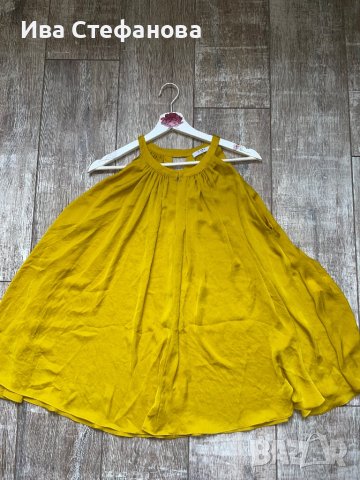 Разкошна сатенена сатен one size парти коктейлна официална блуза топ цвят горчица , снимка 6 - Корсети, бюстиета, топове - 40665903