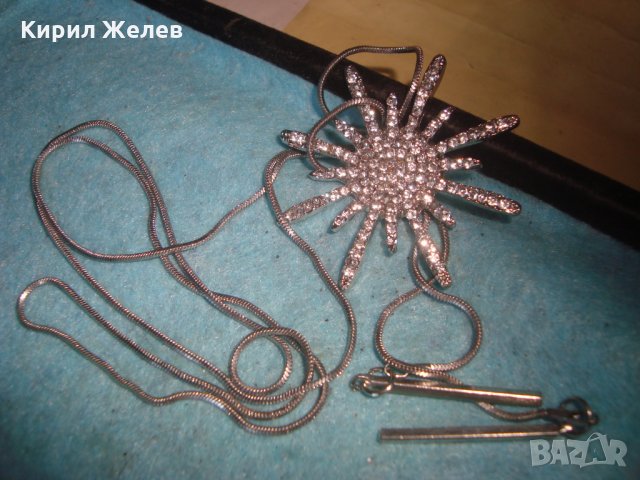 ЗВЕЗДОВИДЕН ПОСРЕБРЕН КРИСТАЛЕН АРТ МОДЕН МЕДАЛЬОН 25177, снимка 4 - Колиета, медальони, синджири - 35233025