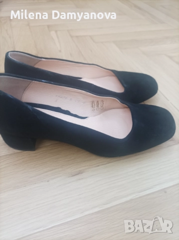 Елегантни дамски обувки от черен естествен велур , снимка 4 - Дамски обувки на ток - 52108198