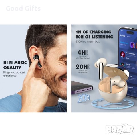 Безжични слушалки с кристален звук, LDNIO T01, снимка 6 - Безжични слушалки - 43087964