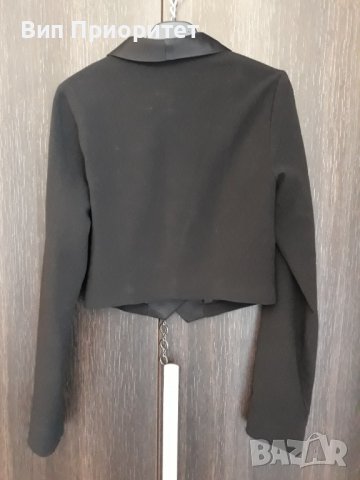 Много елегантно черно късо сако AMISU , дълъг ръкав, класически модел , до кръста, снимка 7 - Сака - 37418181