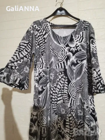 ДЪЛГА СТРАХОТНА ЧЕРНО БЯЛА РОКЛЯ 2XL-3XL, снимка 4 - Рокли - 50132964