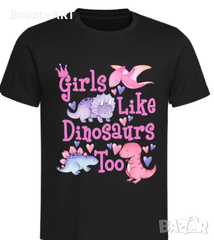 Момичешка тениска Обичам динозаври, снимка 1
