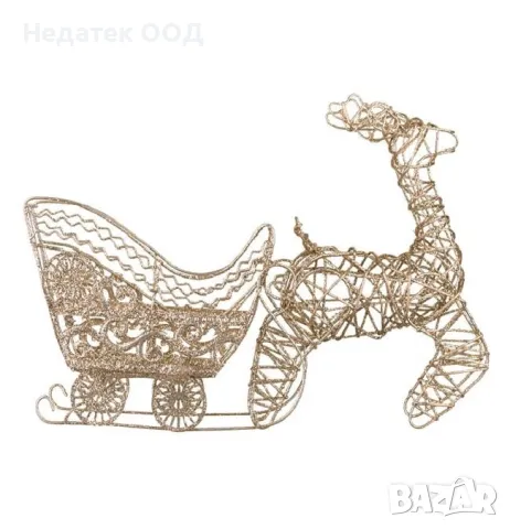 Коледна, декоративна, Фигура, Северен Елен, Шейна, Шампанско 36 см, снимка 2 - Декорация за дома - 48108614