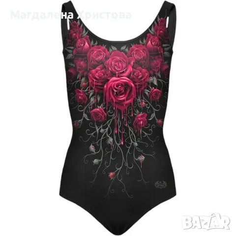 Дамски готически цял бански , снимка 2 - Бански костюми - 49024206