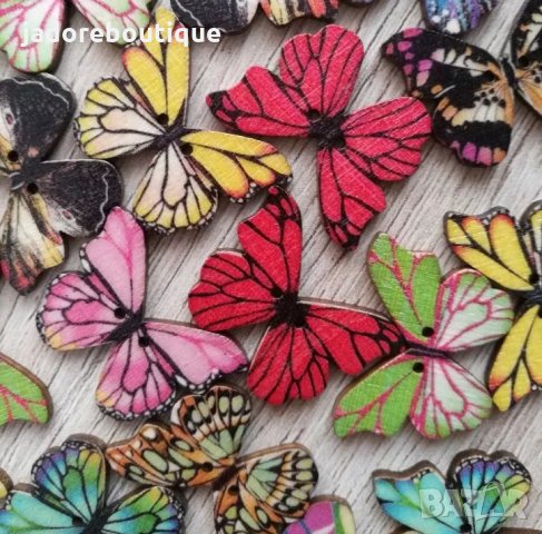 Дървени копчета пеперуди , снимка 2 - Други - 28247435