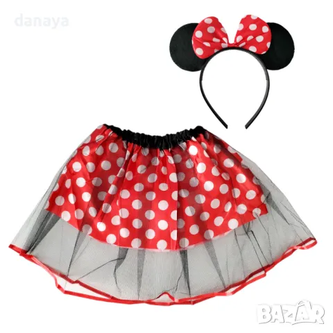 5207 Детски парти комплект Мини Маус пола с диадема