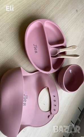 Персонализиран бебешки сет за хранене – с име по избор, снимка 3 - Други - 53606598