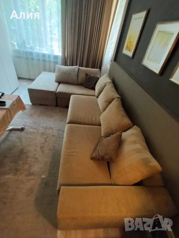 Ъглов диван с механизъм за спане 340cm x 192cm+подарък завеси от тафта!!!, снимка 4 - Дивани и мека мебел - 51554282