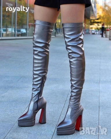 Чизми на ток - бронз кожа, снимка 2 - Дамски ботуши - 52267885