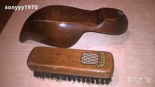 bretagne-дървена обувка и четка-22х8х6см-внос франция, снимка 7 - Колекции - 26783559