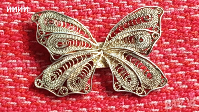 Сребърна брошка филигран пеперуда 