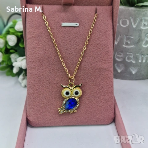 Crystal Owl Necklace Pink 🦉 | дамско колие с бухал, снимка 3 - Колиета, медальони, синджири - 53324685