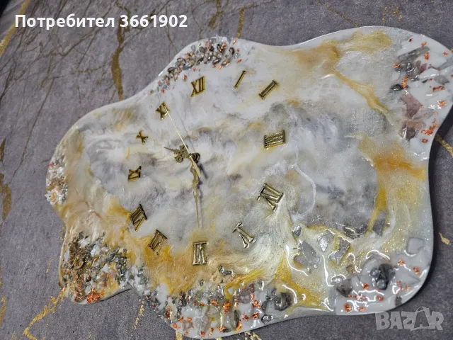 Ръчна изработка Часовник картина мрамор ефект , снимка 5 - Картини - 48703918