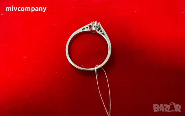 Златен пръстен 1.59гр.18К с диамант(бяло злато)+сертификат, снимка 5 - Пръстени - 50403329