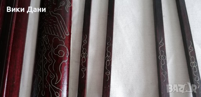 неупотребявани Комплект чопстикс в кутия махагон с бронзови инкрустации, снимка 2 - Други ценни предмети - 38925291