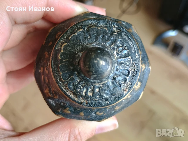 Старинна хайдушка рогова барутница за кремъчна пушка, пищов, снимка 6 - Антикварни и старинни предмети - 50791985