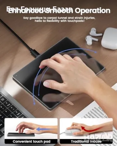 Нов Алуминиев тъчпад с мултитъч жестове за Mac/Windows 10/11 Сензорен панел, снимка 8 - Друга електроника - 47649435