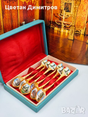 Винтидж руски емайлирани месингови лъжички за чай от 70-те години, снимка 8 - Антикварни и старинни предмети - 53012262