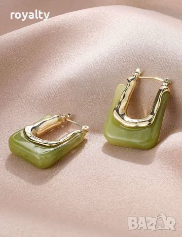Елегантни обеци в Бохо стил от цинкови сплави в зелено и бяло 🥥