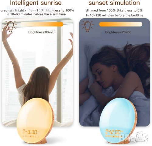 Часовник- лампа с бели звуци, изгрев/ залез и радио COULAX, снимка 3 - Други - 38214647