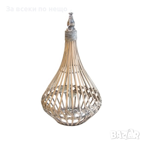 Дървен свещник-фенер, тип круша, Ф39*74см Код P1279