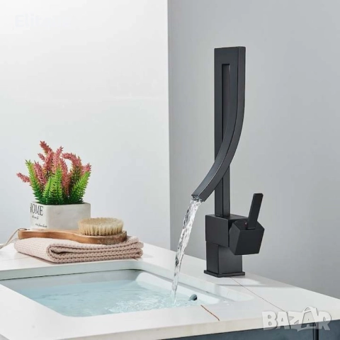 Смесител за мивка  модел водопад, матов, черен, снимка 9 - Други стоки за дома - 52854031