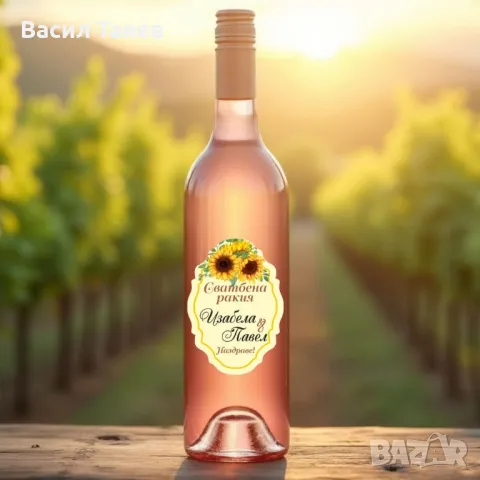Етикети за сватбена ракия, вино, снимка 3 - Сватбени аксесоари - 49479450