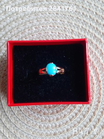 Златен пръстен 14К с тюркоаз, снимка 3 - Пръстени - 44013665