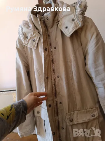 Бежово платово яке размер 42, снимка 2 - Якета - 49692353