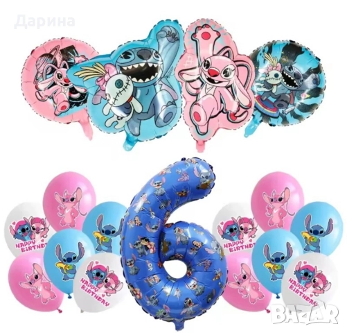 Парти сет украса Стич, снимка 4 - Други - 41843474