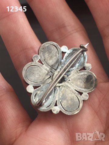 Разкошна стара сребърна брошка с камъни, снимка 5 - Други - 37824564