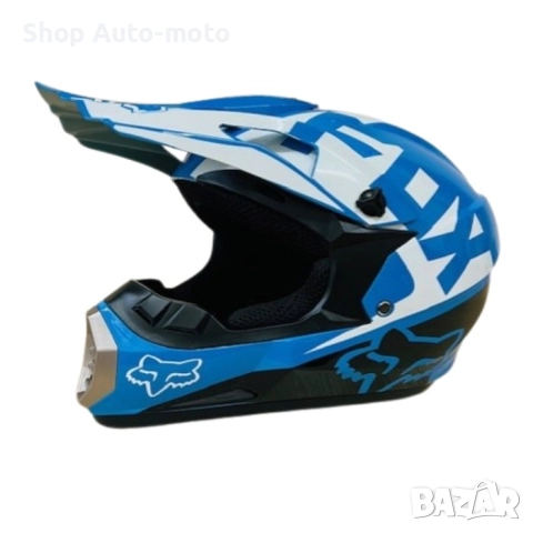 Кросова каска Automat, За мотор, Атв, Вело, S и M размер, Син-бял, снимка 3 - Аксесоари и консумативи - 52817095