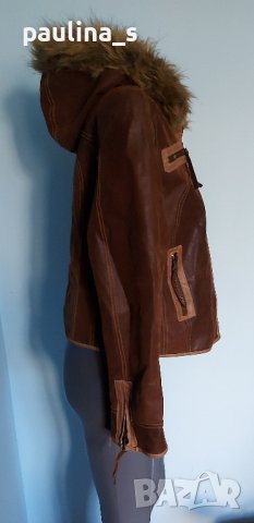 Дамско яке с качулка и хастар "Linea Selecta" / естествен набук / голям размер , снимка 6 - Якета - 43459377