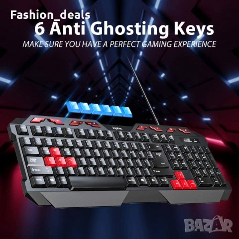 Пълноразмерна кабелна геймърска клавиатура UK layout Anti-ghosting , снимка 4 - Други - 33614479